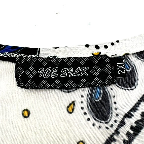 ICE SILK Womens 2XL Sleeveless Silky Pleated Tank Tunic Dress Boho Floral Hippie - Picture 4 of 8